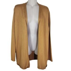 Maurices Cardigan Sweater Size XL Gold Pointelle Back Open Front Long Sleeve